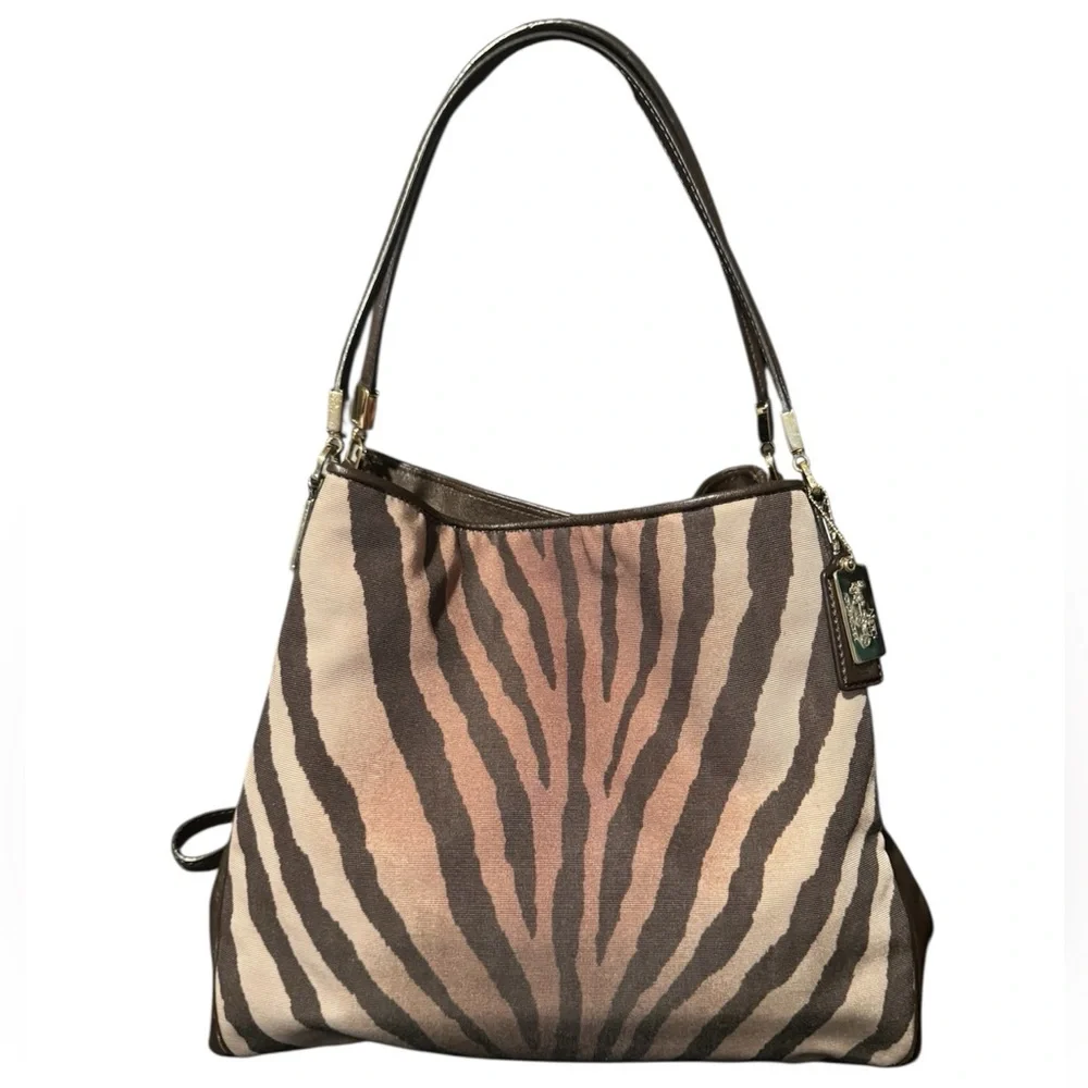 Coach Madison Phoebe Shoulder Bag in a Zebra Print & Matching Wallet LIKE NEW - Picture 3 of 11